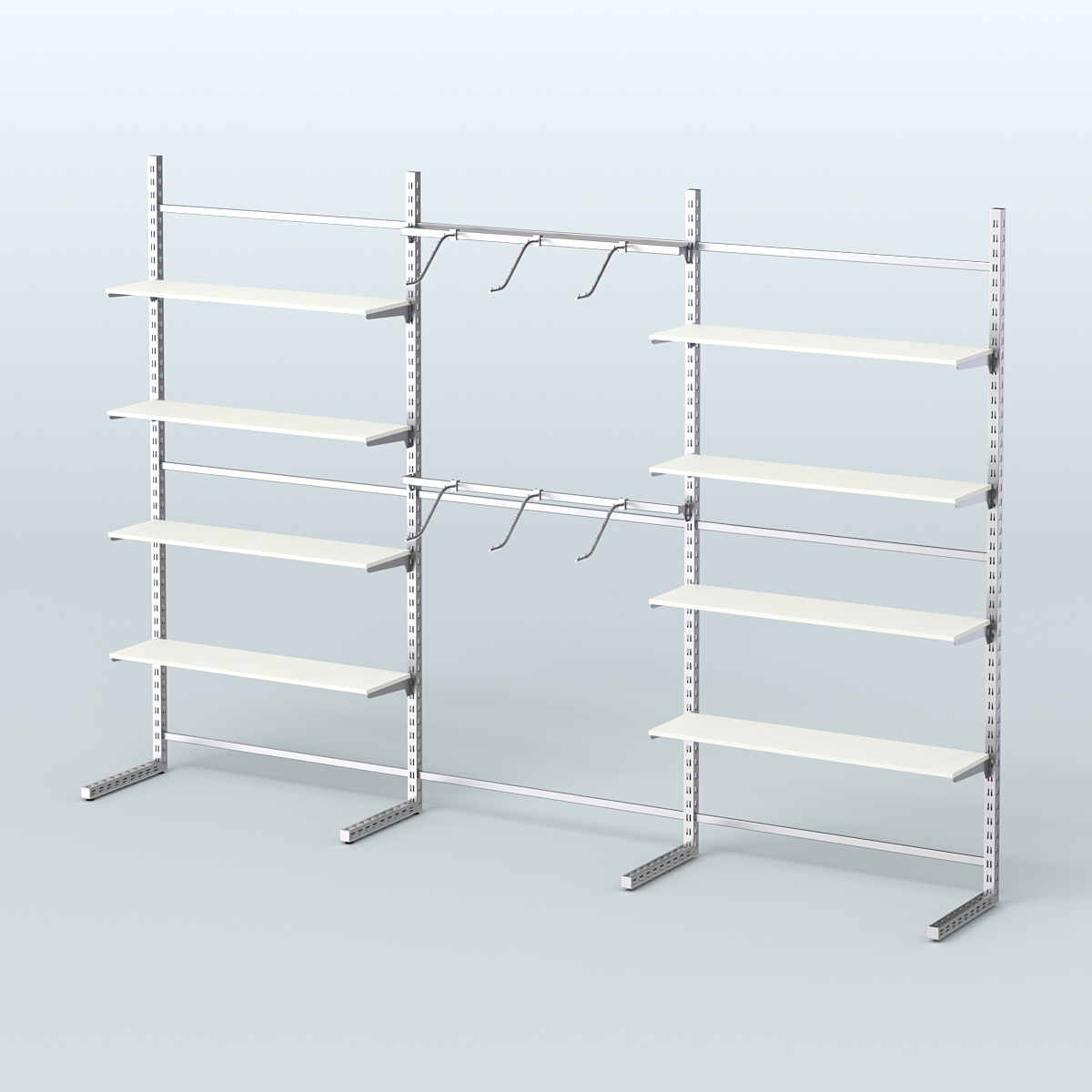 Системы ЭЛЕГАНТ пристенные с металлическими держателями для полок №9 (3600мм) Белый