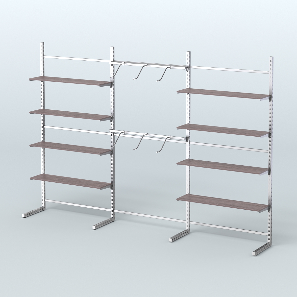 Системы ЭЛЕГАНТ пристенные с металлическими держателями для полок №9 (3600мм) Ясень Анкор темный