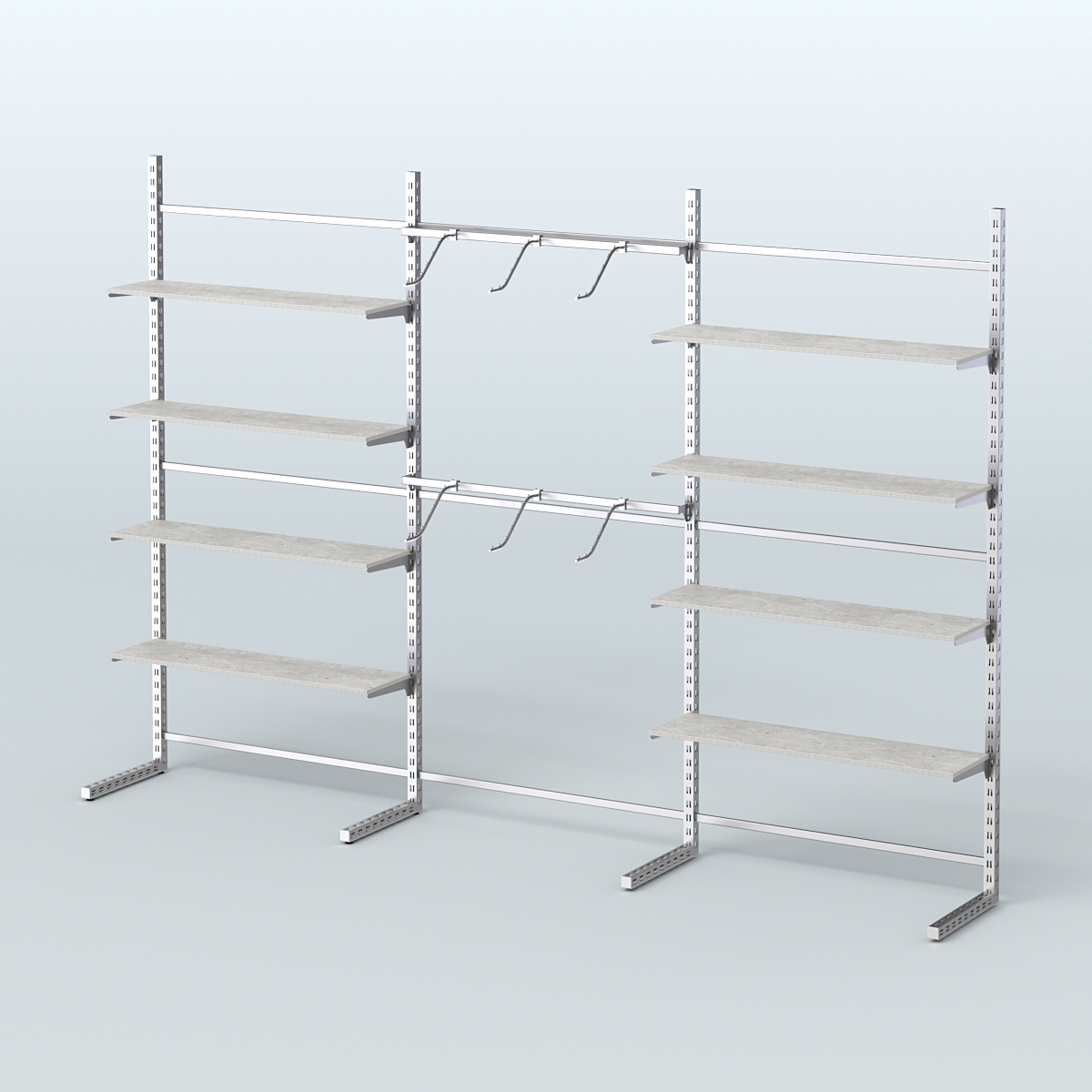 Системы ЭЛЕГАНТ пристенные с металлическими держателями для полок №9 (3600мм) Метрополитан Грей