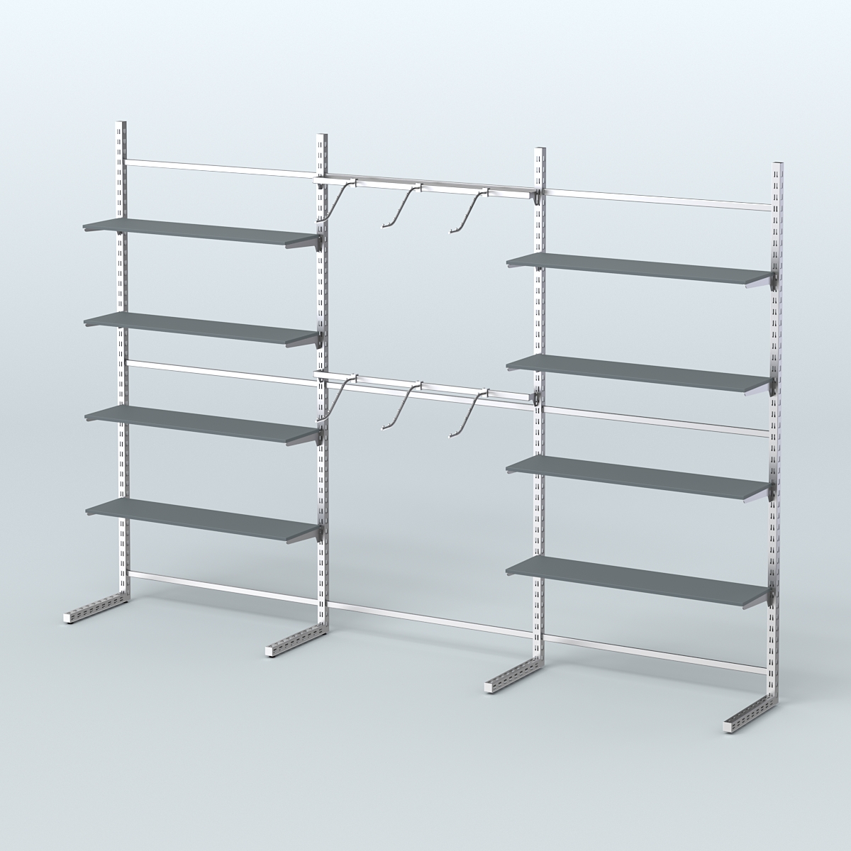 Системы ЭЛЕГАНТ пристенные с металлическими держателями для полок №9 (3600мм) Темно-Серый