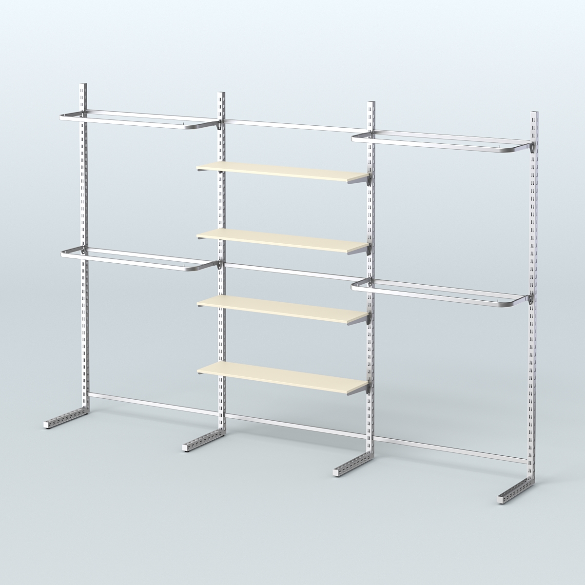 Системы ЭЛЕГАНТ пристенные без ДСП с П-образными поручнями №11 (3600мм) Крем Вайс