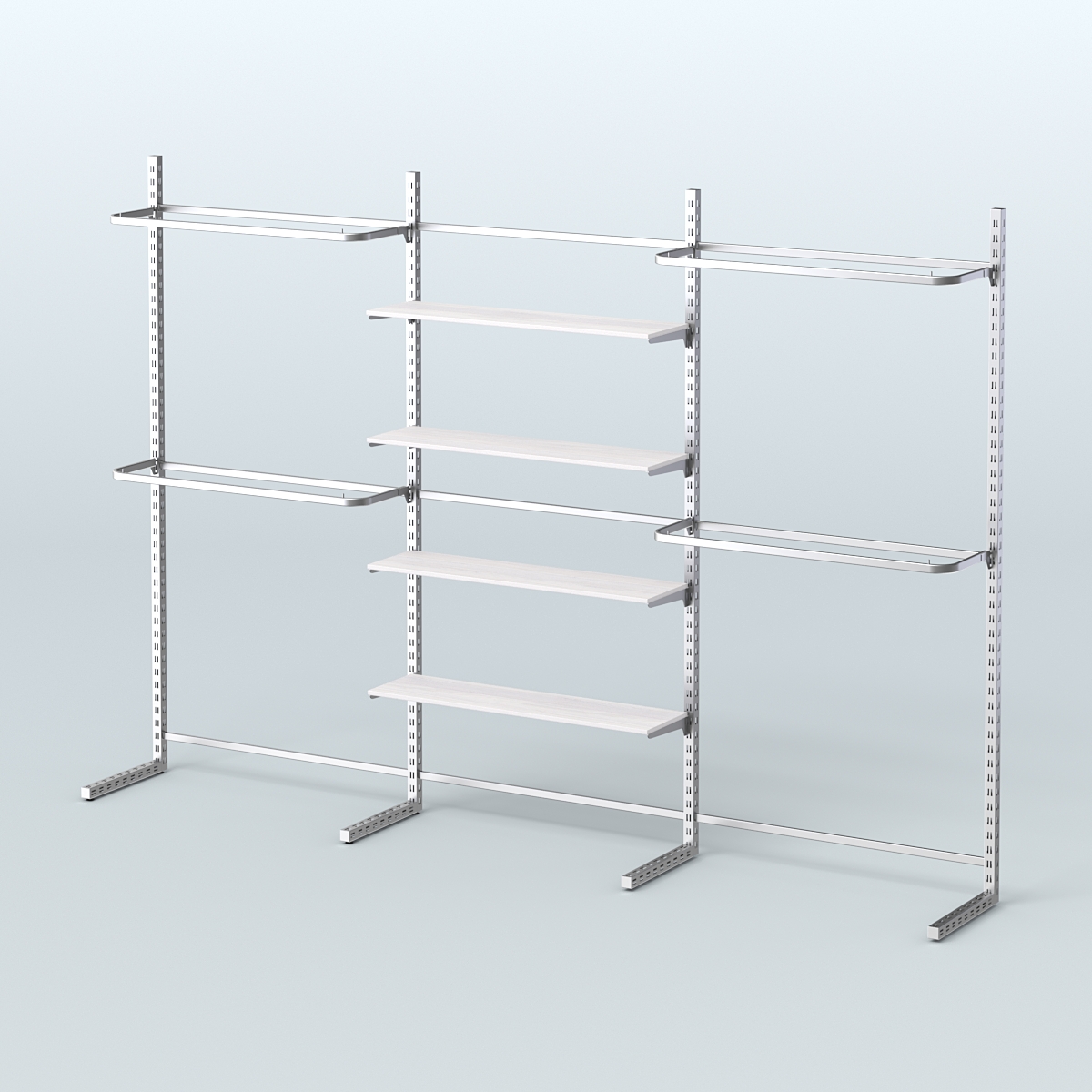 Системы ЭЛЕГАНТ пристенные без ДСП с П-образными поручнями №11 (3600мм) Ясень Анкор светлый