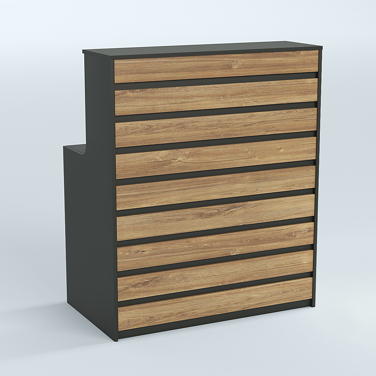 Ресепшен серии ПРАЙМ №1А Черный + Дуб Канзас Коричневый