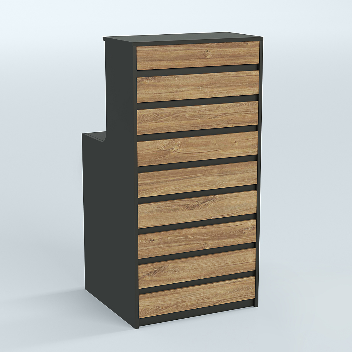 Ресепшен серии ПРАЙМ №2А Черный + Дуб Канзас Коричневый