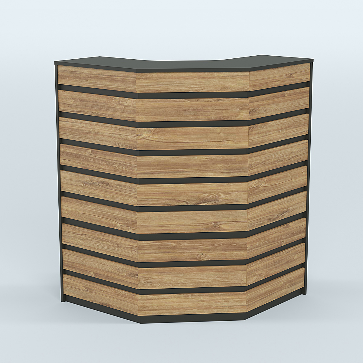 Ресепшен серии ПРАЙМ №3А угловой Черный + Дуб Канзас Коричневый