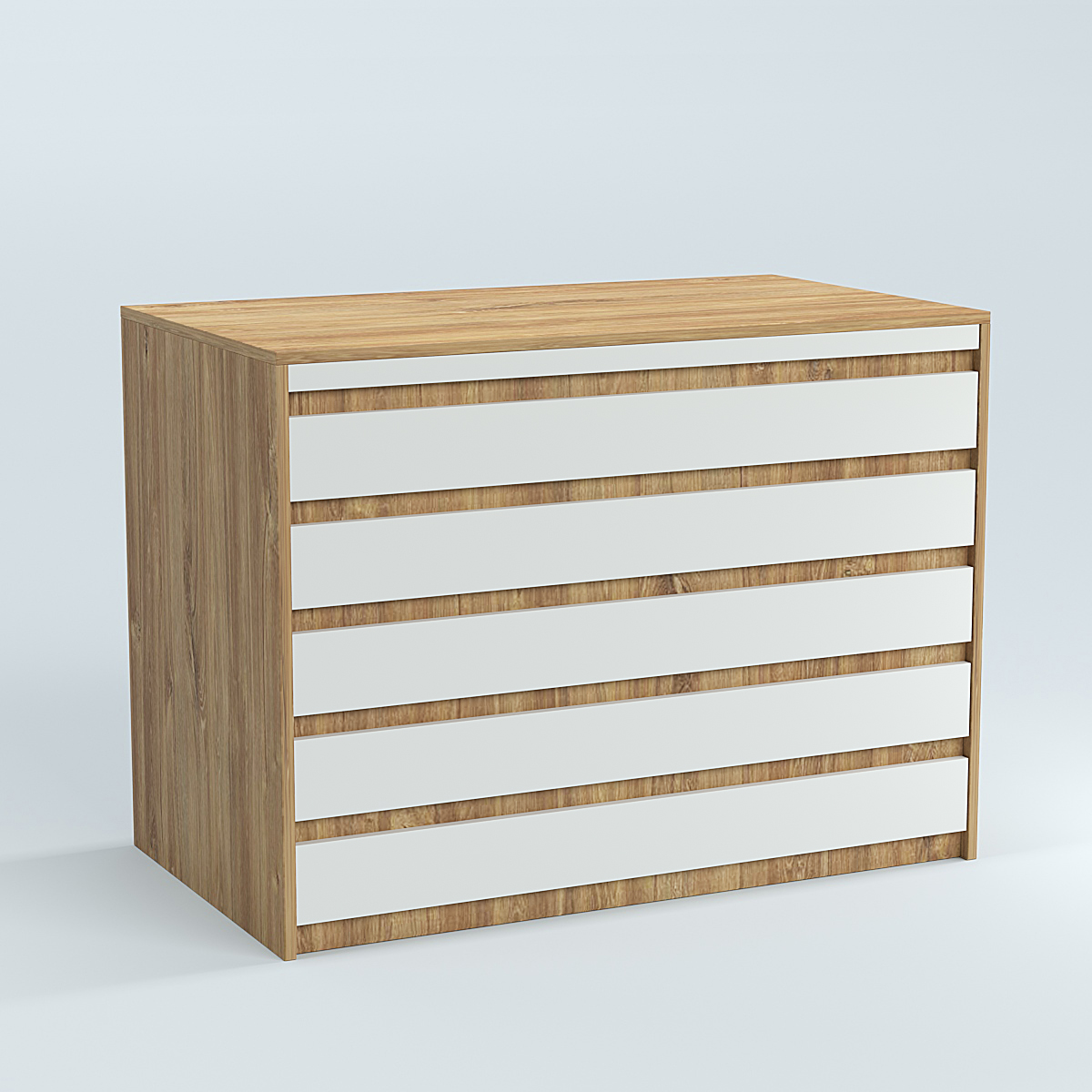 Стол-ресепшен серии ПРАЙМ №1А Дуб Канзас коричневый + Белый