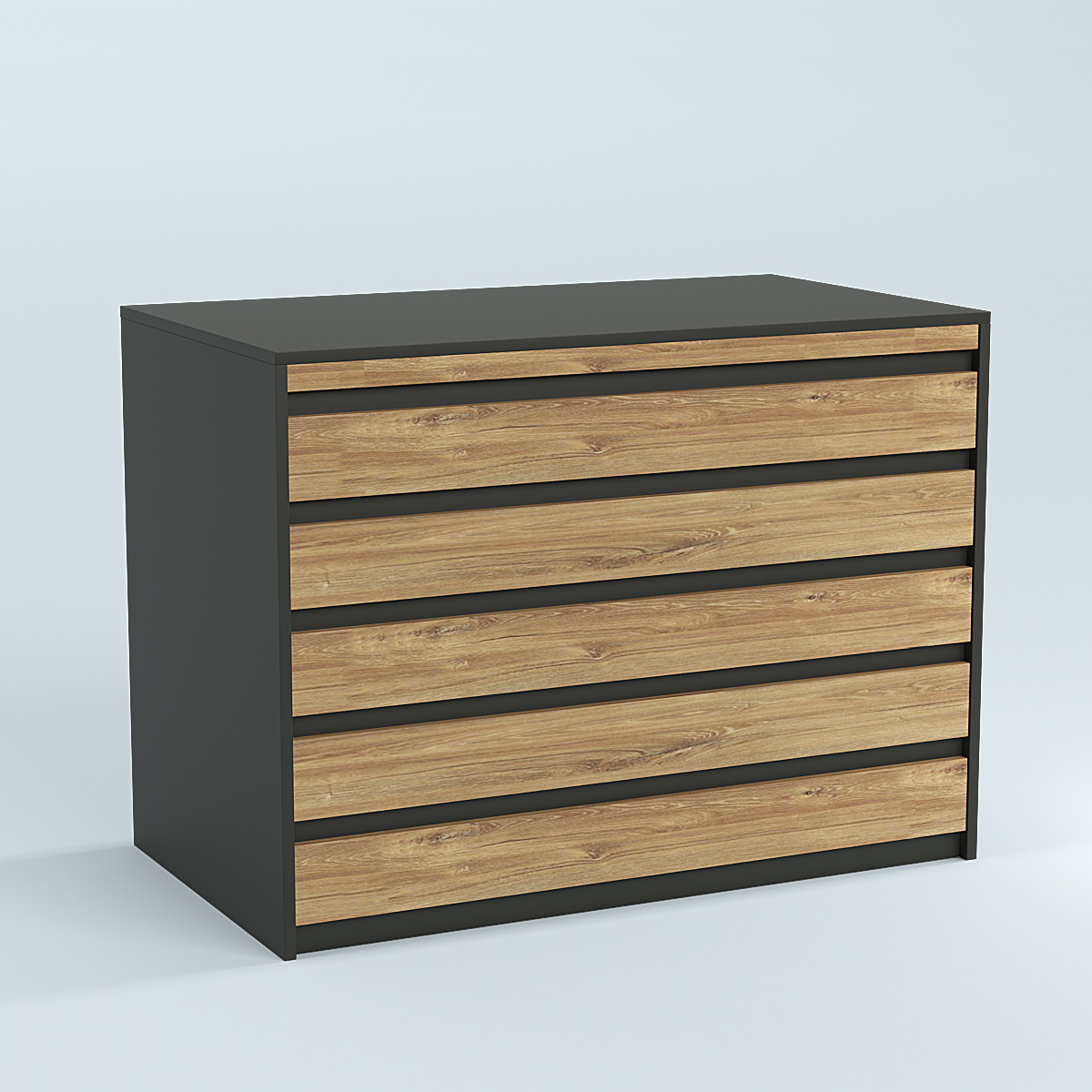 Стол-ресепшен серии ПРАЙМ №1А Черный + Дуб Канзас Коричневый