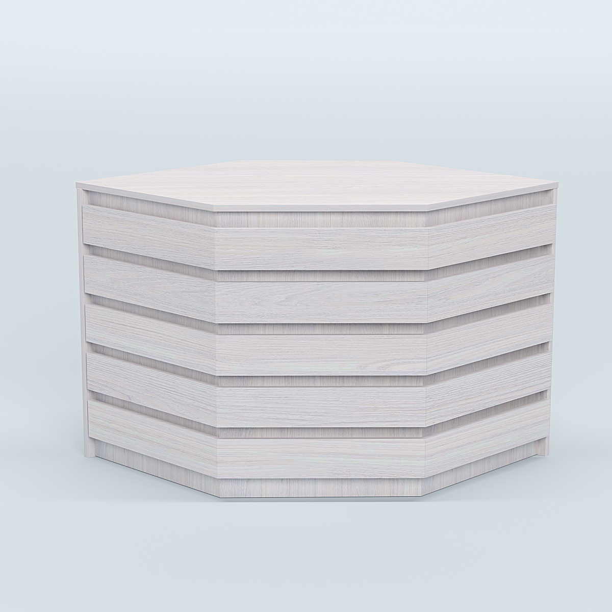 Стол-ресепшен серии ПРАЙМ №3А угловой Ясень Анкор светлый