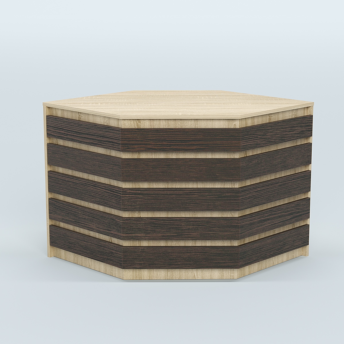 Стол-ресепшен серии ПРАЙМ №3А угловой Дуб Сонома + Дуб Венге