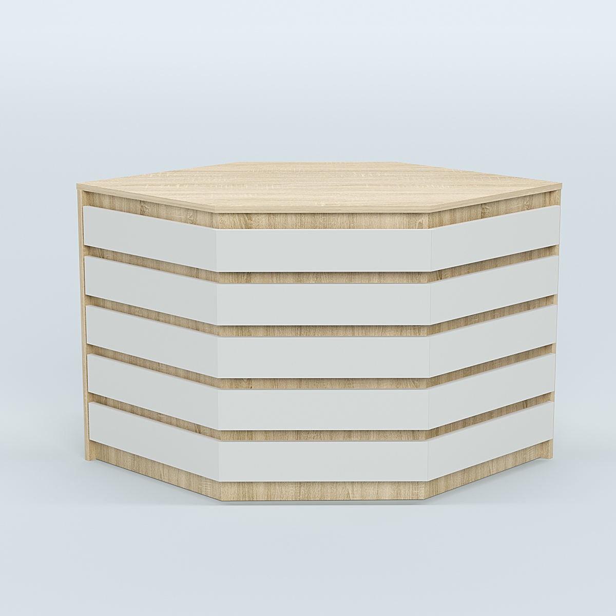 Стол-ресепшен серии ПРАЙМ №3А угловой Дуб Сонома + Белый