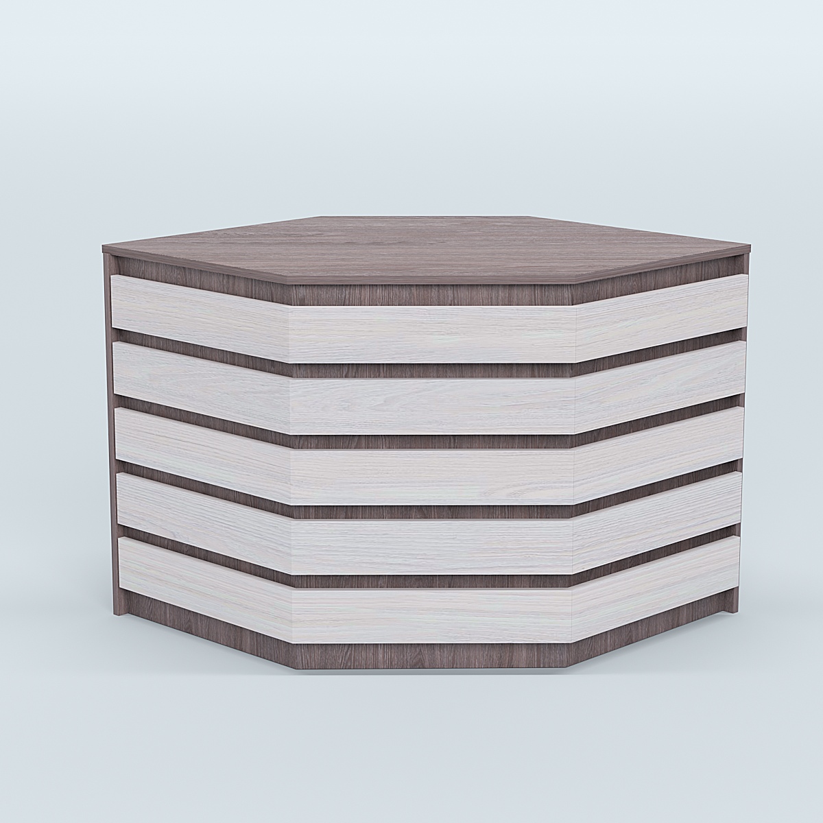 Стол-ресепшен серии ПРАЙМ №3А угловой Ясень Анкор темный + Ясень Анкор светлый