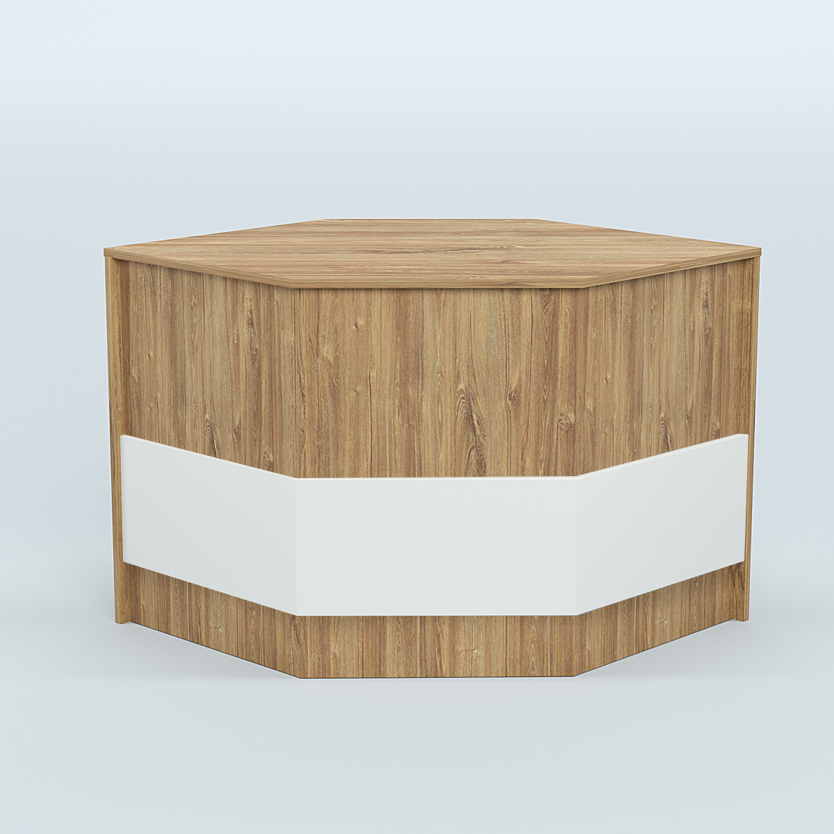 Стол-ресепшен серии ПРАЙМ №3Б угловой Дуб Канзас коричневый + Белый