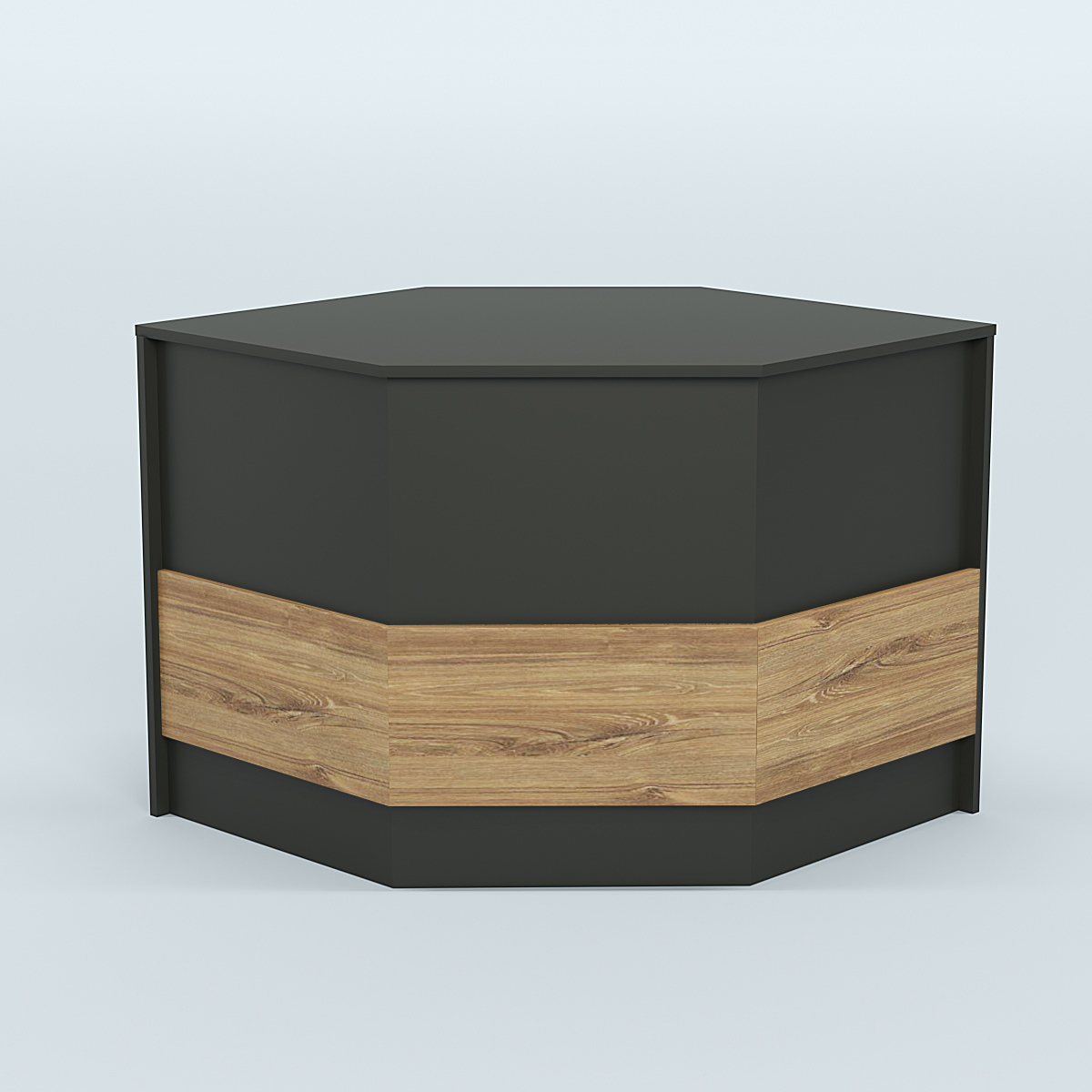 Стол-ресепшен серии ПРАЙМ №3Б угловой Черный + Дуб Канзас Коричневый