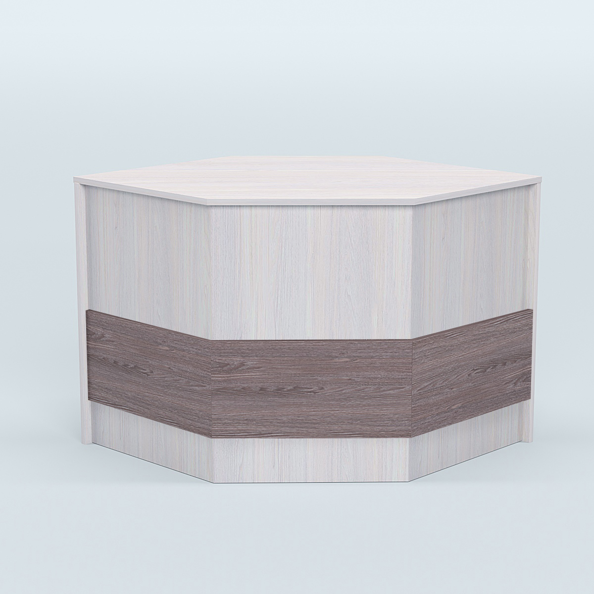 Стол-ресепшен серии ПРАЙМ №3Б угловой Ясень Анкор светлый + Ясень Анкор темный