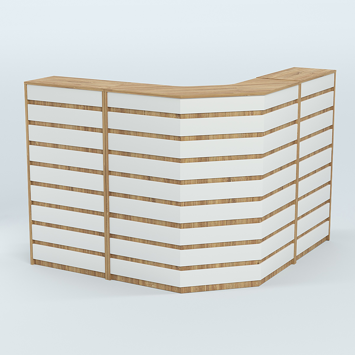 Ресепшен Г-образный серии ПРАЙМ №4А Дуб Канзас коричневый + Белый