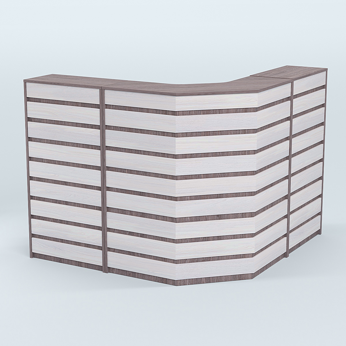 Ресепшен Г-образный серии ПРАЙМ №4А Ясень Анкор темный + Ясень Анкор светлый