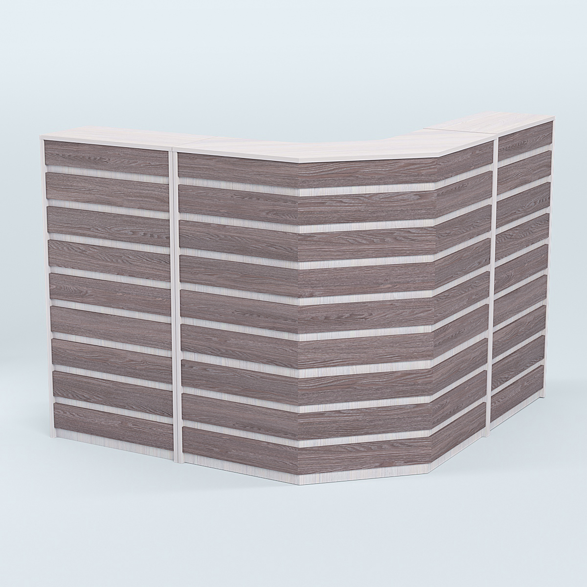 Ресепшен Г-образный серии ПРАЙМ №4А Ясень Анкор светлый + Ясень Анкор темный