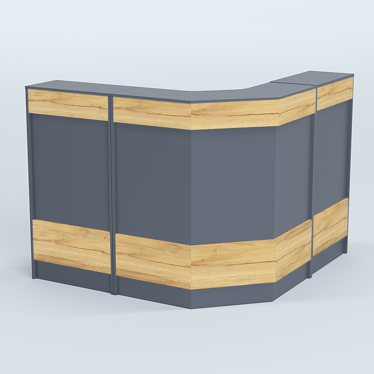 Ресепшен Г-образный серии ПРАЙМ №4Б Темно-серый и Дуб Золотистый