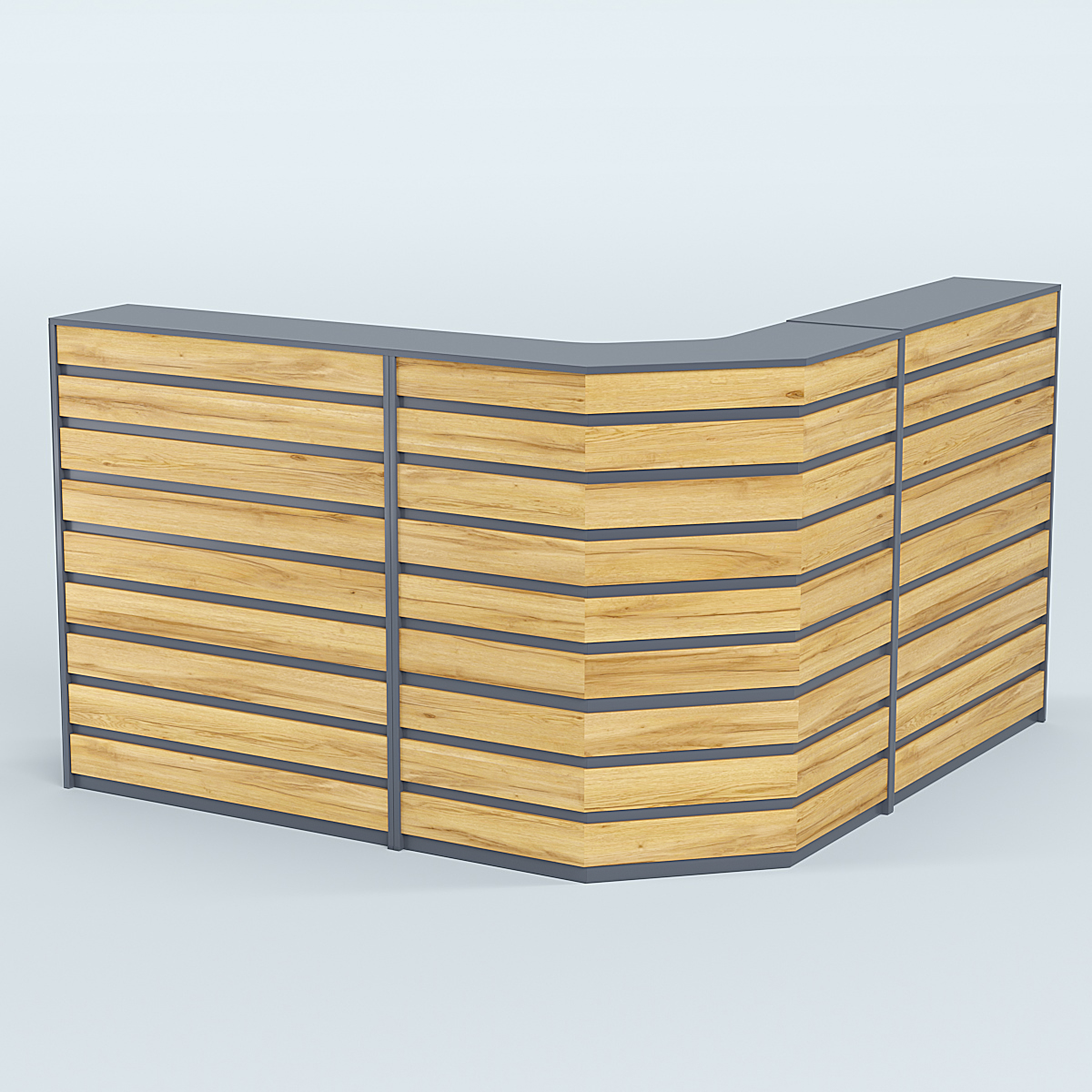 Ресепшен серии ПРАЙМ №5А угловой Темно-серый и Дуб Золотистый