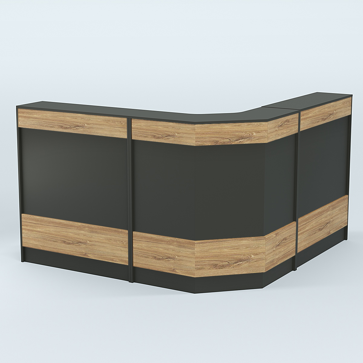 Ресепшен серии ПРАЙМ №5Б угловой Черный + Дуб Канзас Коричневый