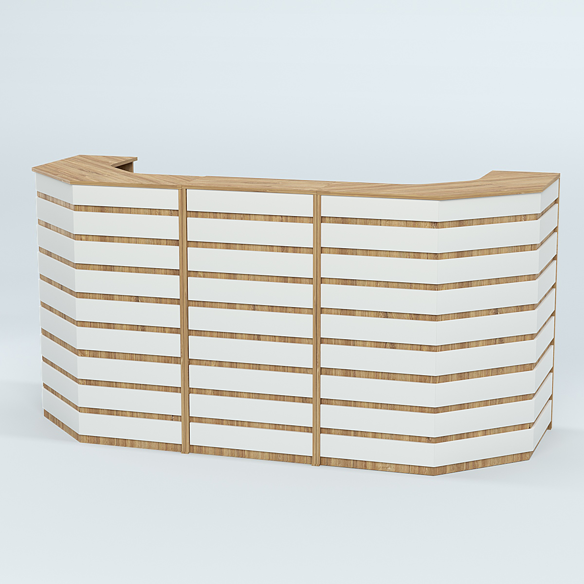 Ресепшен серии ПРАЙМ №6А со скошенными углами Дуб Канзас коричневый + Белый