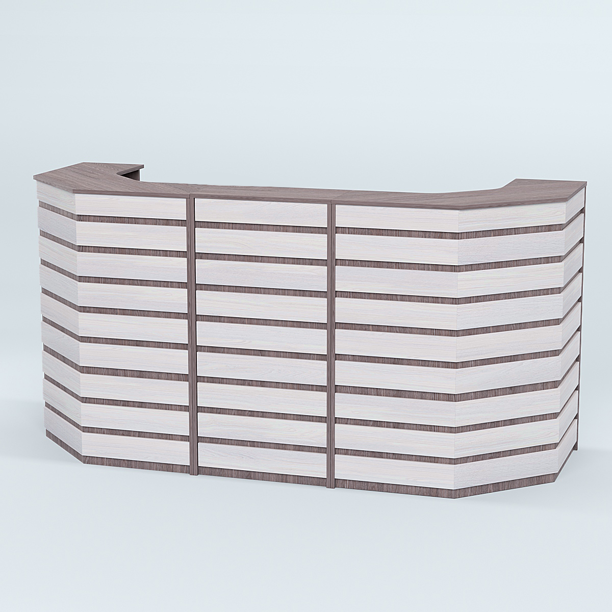 Ресепшен серии ПРАЙМ №6А со скошенными углами Ясень Анкор темный + Ясень Анкор светлый