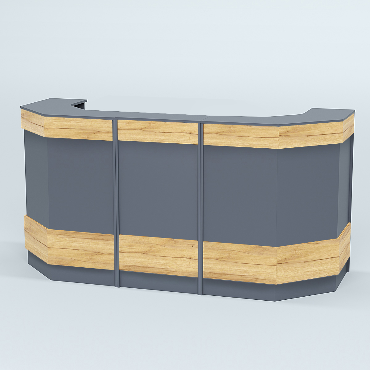 Ресепшен серии ПРАЙМ №6Б со скошенными углами Темно-серый и Дуб Золотистый
