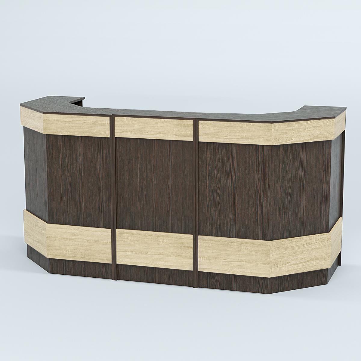 Ресепшен серии ПРАЙМ №6Б со скошенными углами Дуб Венге + Дуб Сонома