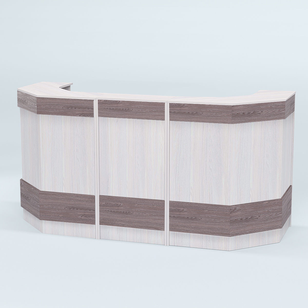 Ресепшен серии ПРАЙМ №6Б со скошенными углами Ясень Анкор светлый + Ясень Анкор темный