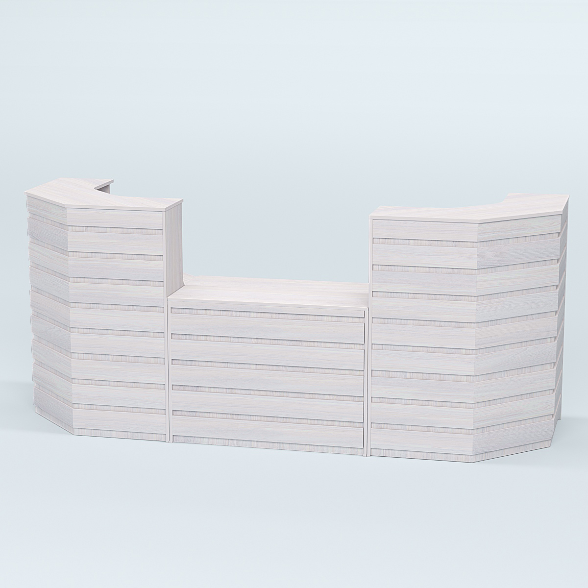 Ресепшен серии ПРАЙМ №7А со столом выдачи Ясень Анкор светлый