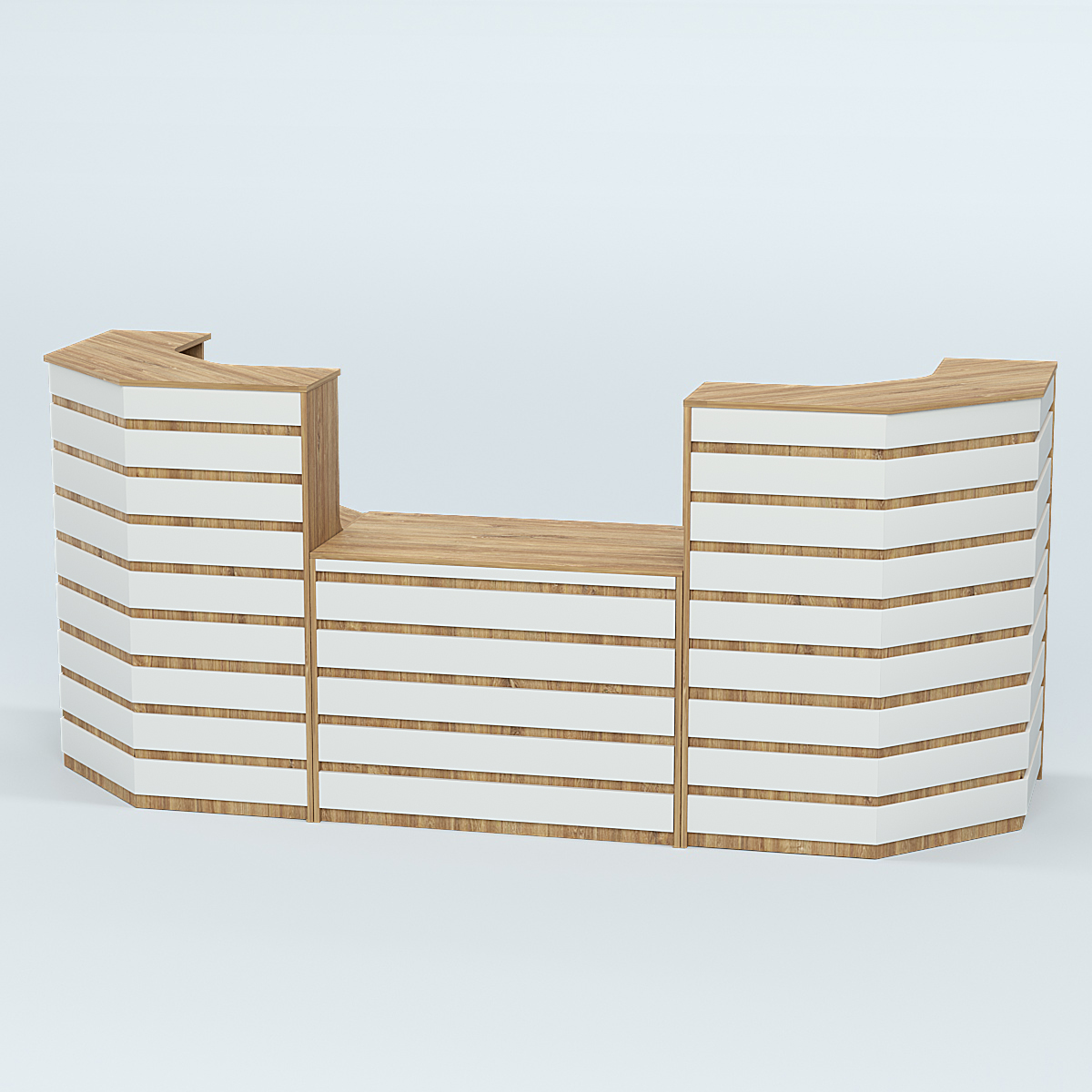 Ресепшен серии ПРАЙМ №7А со столом выдачи Дуб Канзас коричневый + Белый