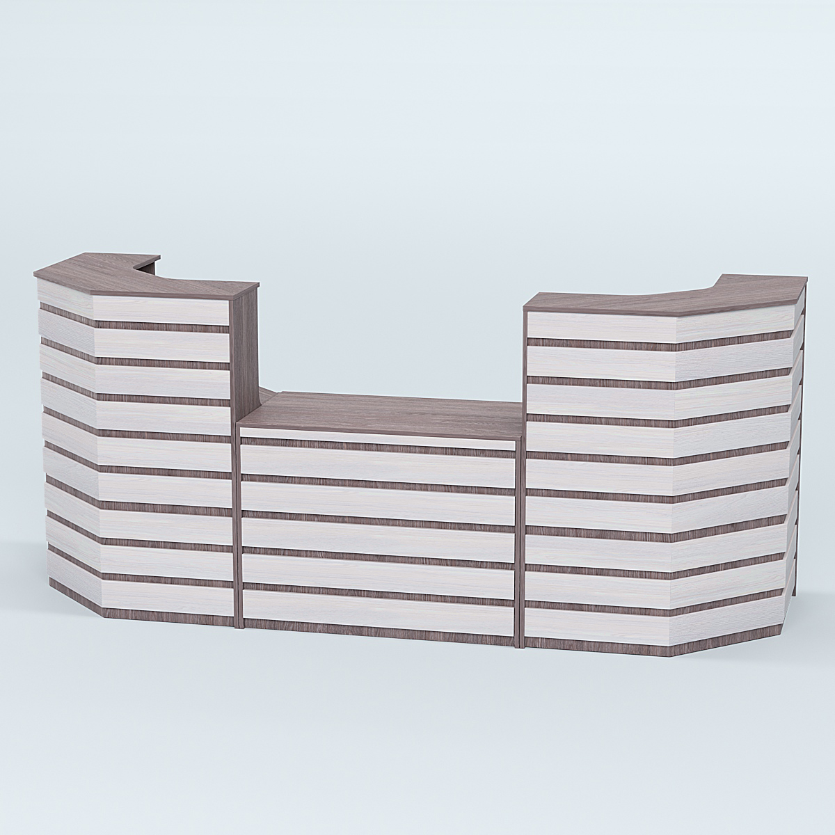 Ресепшен серии ПРАЙМ №7А со столом выдачи Ясень Анкор темный + Ясень Анкор светлый