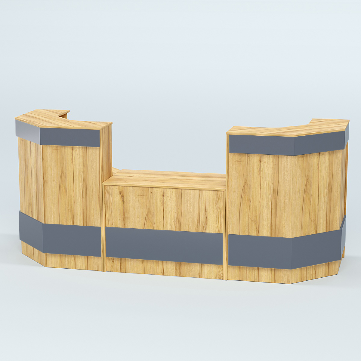 Ресепшен серии ПРАЙМ №7Б со столом выдачи Дуб Золотистый и Темно-Серый