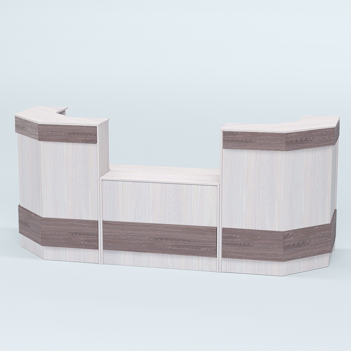 Ресепшен серии ПРАЙМ №7Б со столом выдачи Ясень Анкор светлый + Ясень Анкор темный