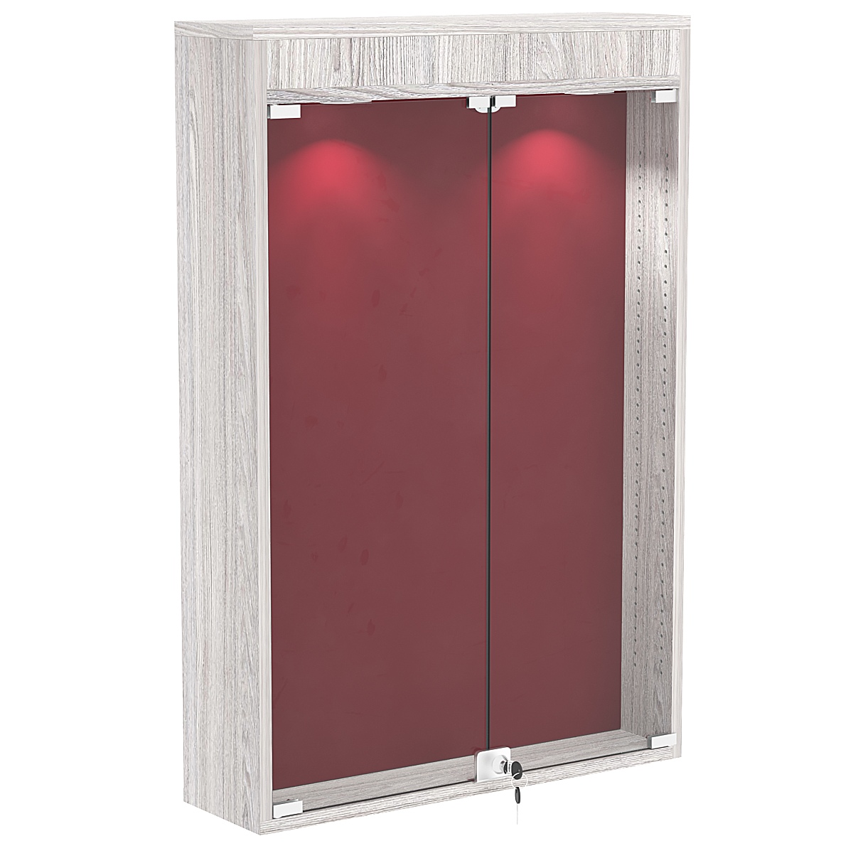 Витрина настенная БАРОН для медалей №2-3А Ясень Анкор темный + 07 Red