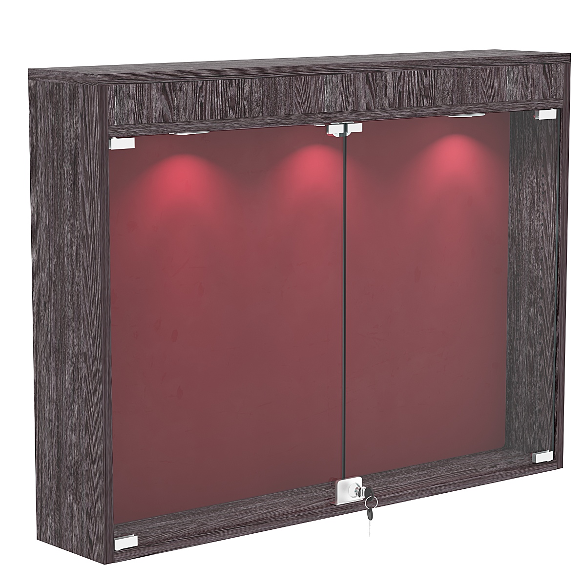 Витрина настенная БАРОН для медалей №3-3А Ясень Анкор темный + 07 Red