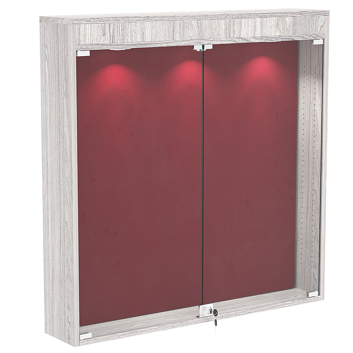 Витрина настенная БАРОН для медалей №4-4А Ясень Анкор светлый + 07 Red