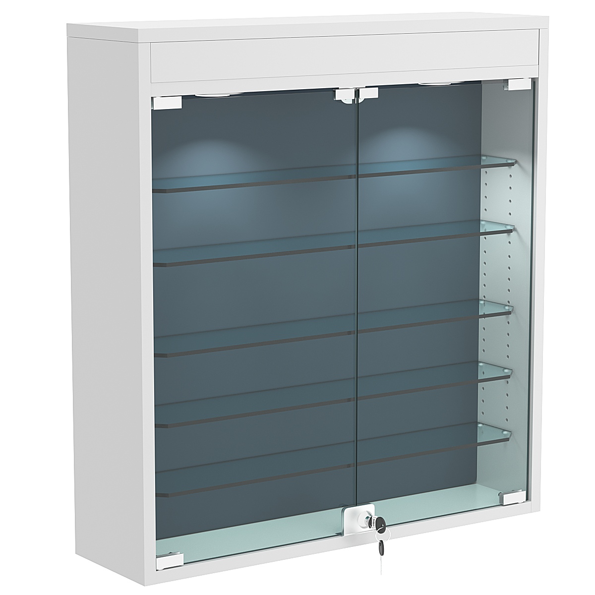 Настенная витрина с бархатом серии БАРОН №1-3А (пять полок) Серый + 11 Blue