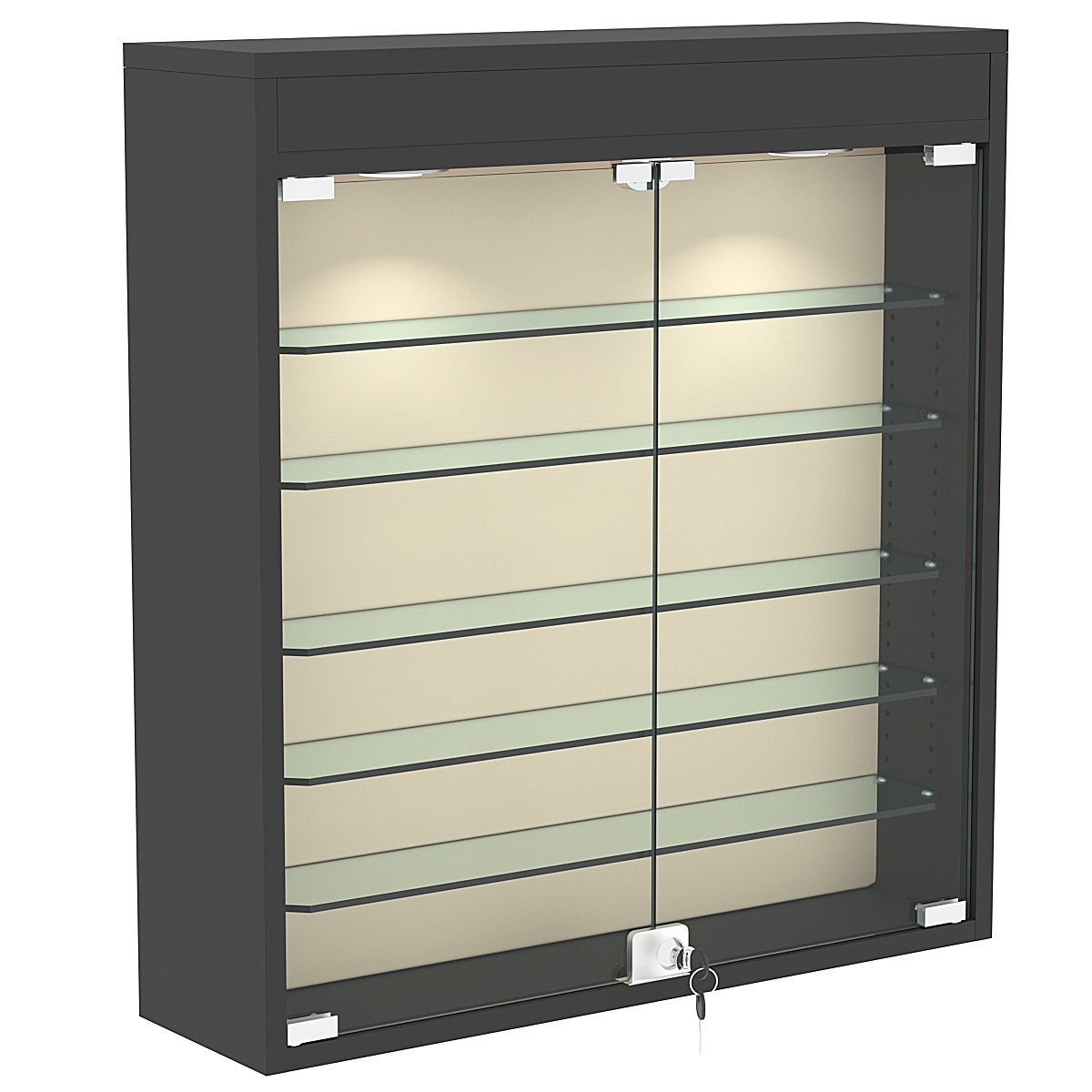 Настенная витрина с бархатом серии БАРОН №1-3А (пять полок) Черный + 01 Cream