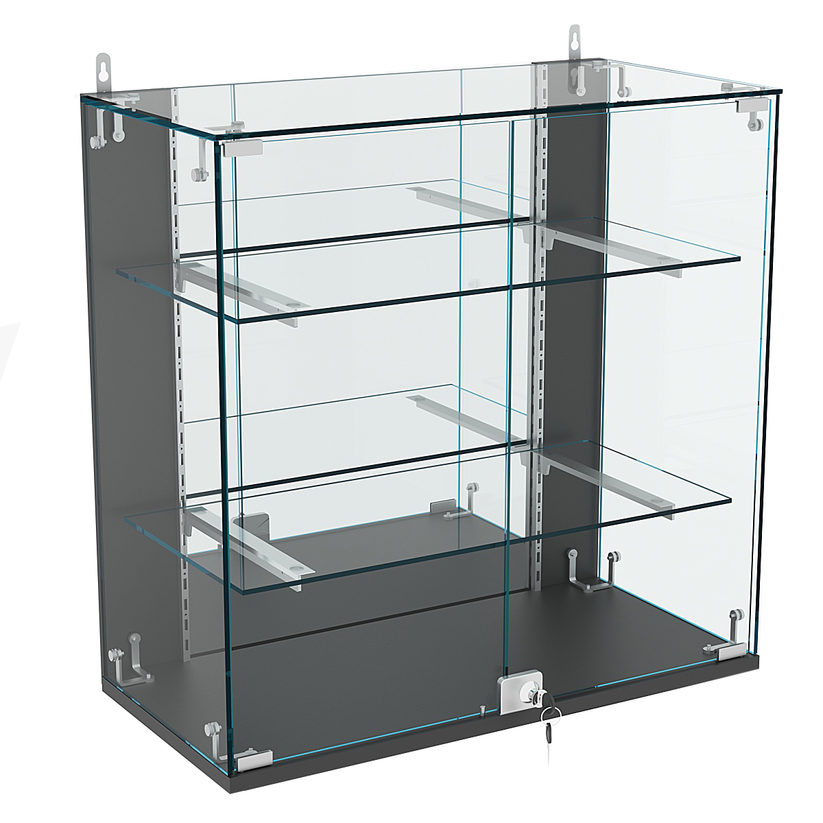 Витрина настенная НЕО №1-3 с зеркалом и двумя полками Черный