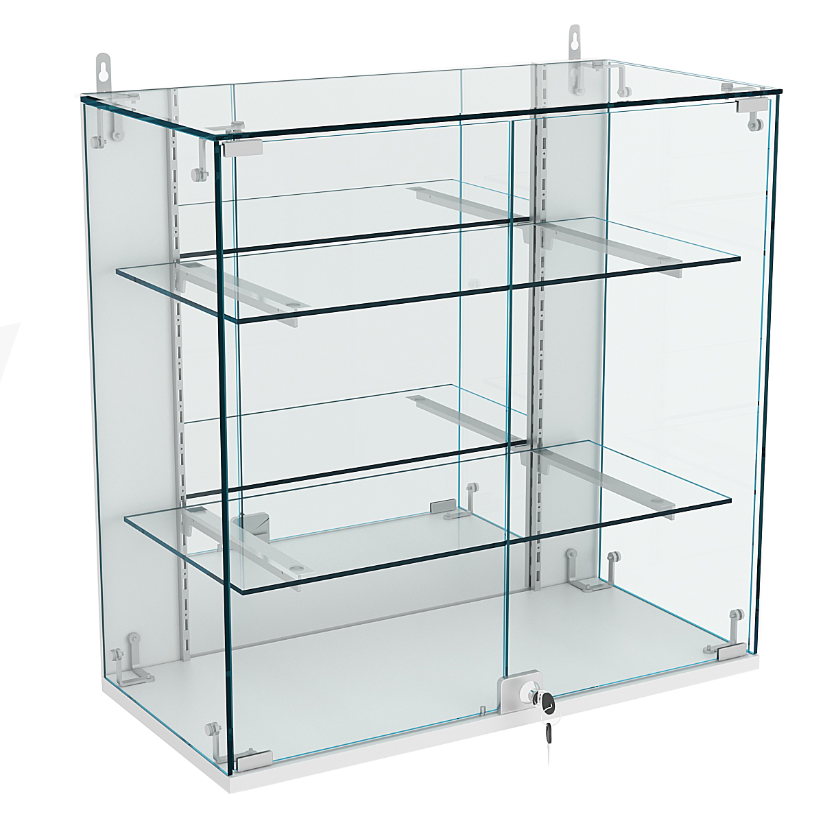 Витрина настенная НЕО №1-3 с зеркалом и двумя полками Серый