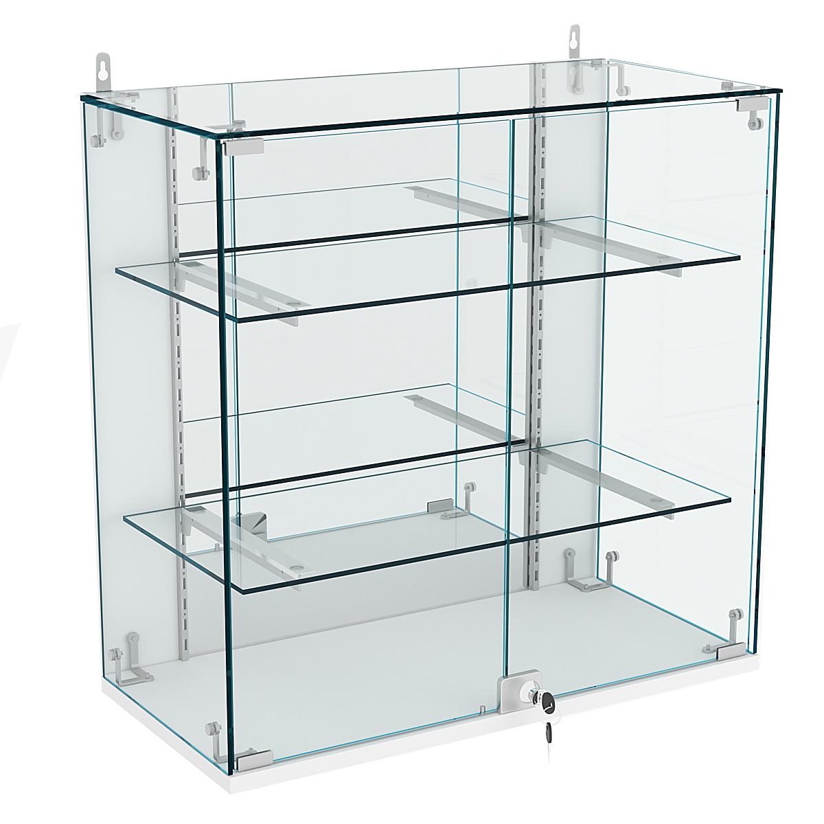 Витрина настенная НЕО №1-3 с зеркалом и двумя полками Белый