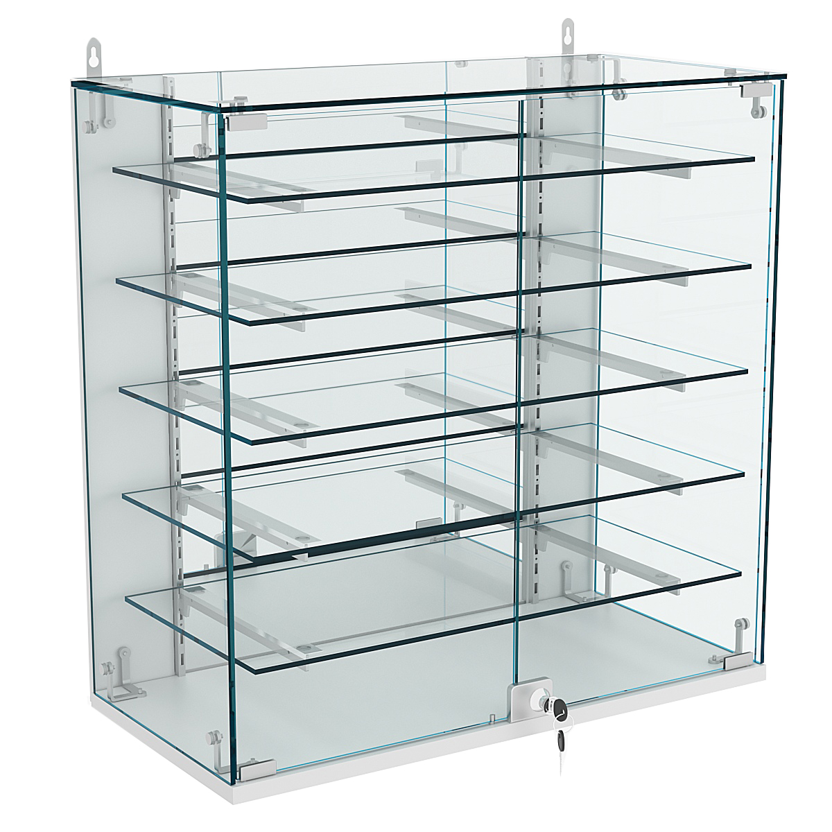 Витрина настенная НЕО №1-4 с зеркалом и пятью полками Серый