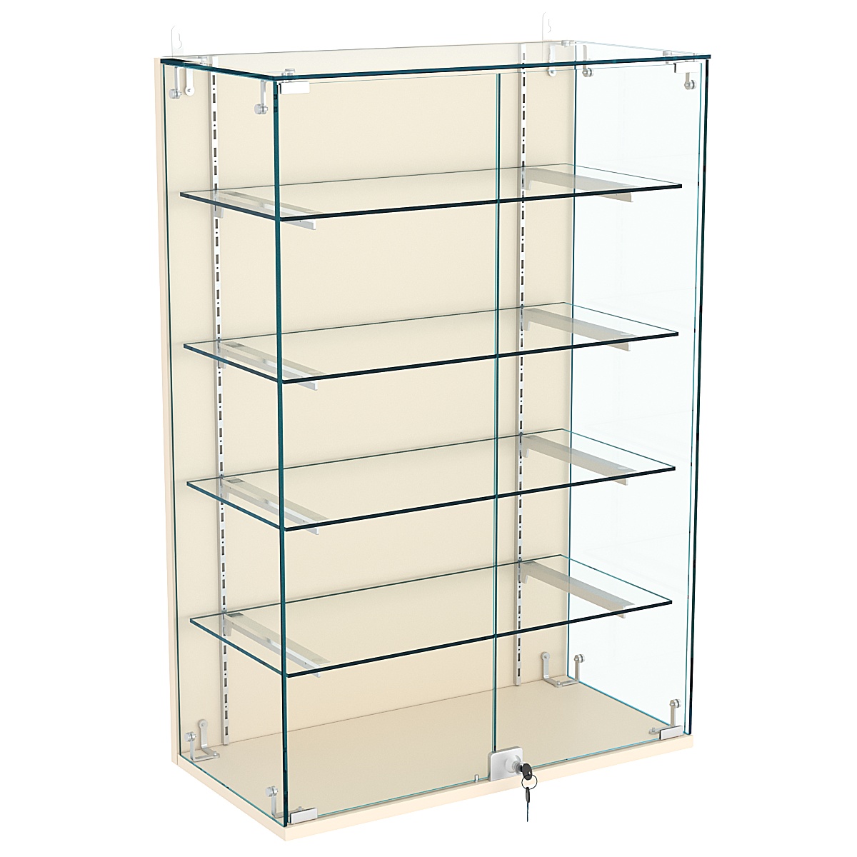 Витрина настенная НЕО №2-1 с четырьмя полками Крем Вайс