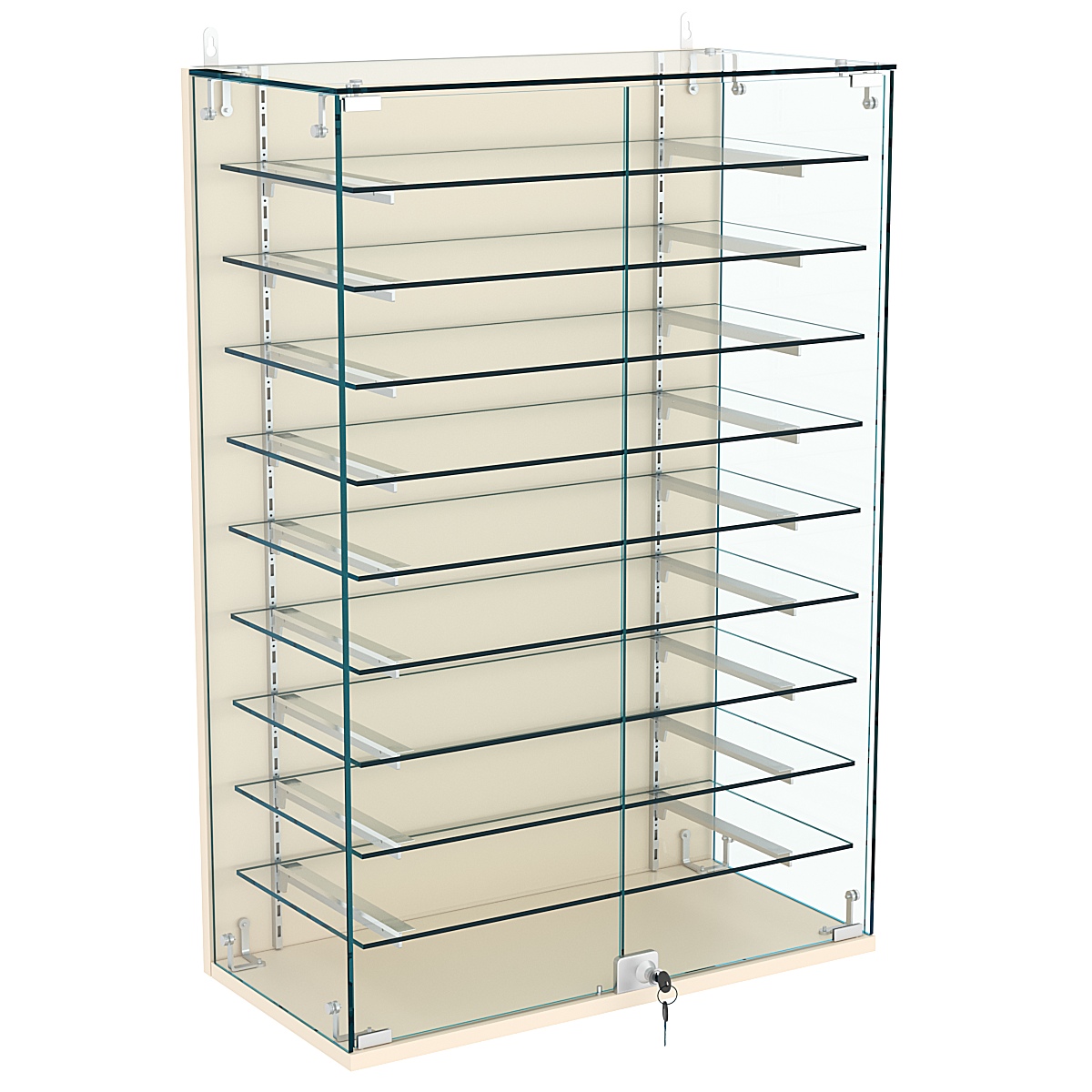 Витрина настенная НЕО №2-2 с девятью полками Крем Вайс