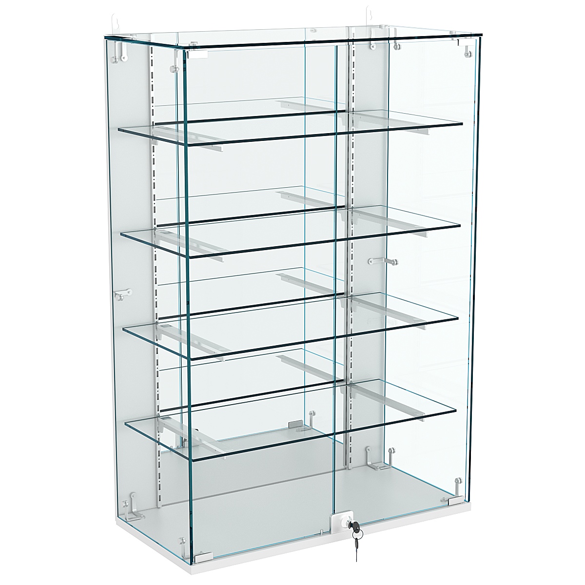 Витрина настенная НЕО №2-3 с зеркалом и четырьмя полками Серый