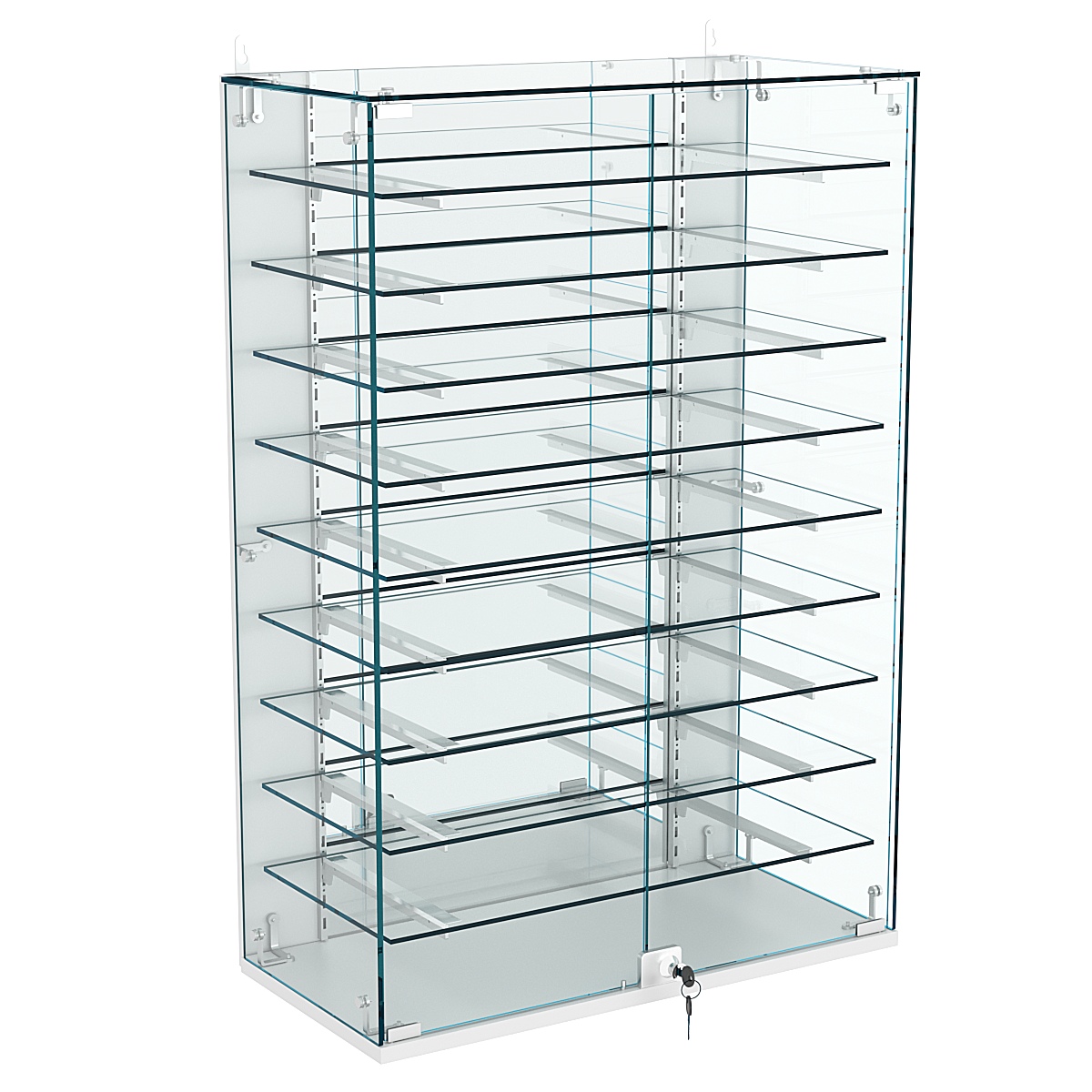 Витрина настенная НЕО №2-4 с зеркалом и девятью полками Серый