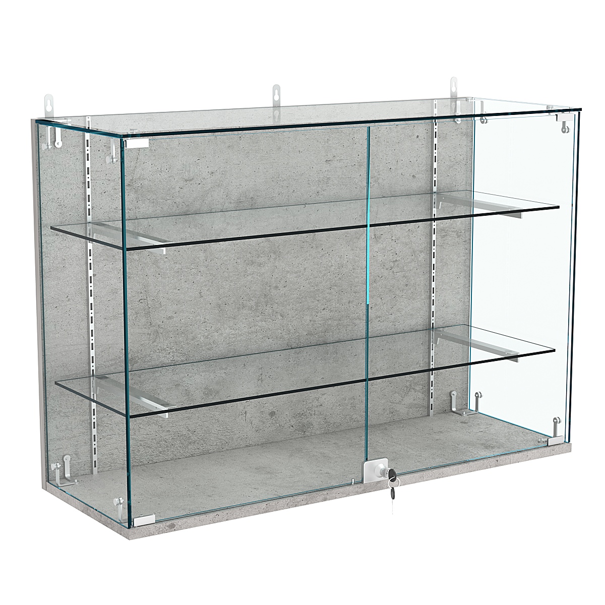 Витрина настенная НЕО №3-1 с двумя полками Бетон Чикаго светло-серый F186 ST9