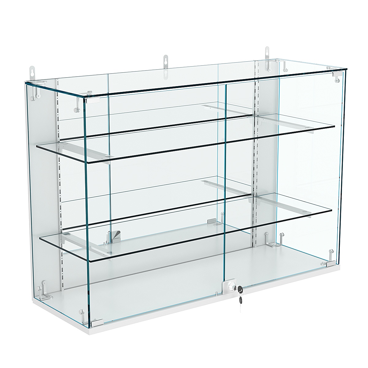 Витрина настенная НЕО №3-3 с зеркалом и двумя полками Серый