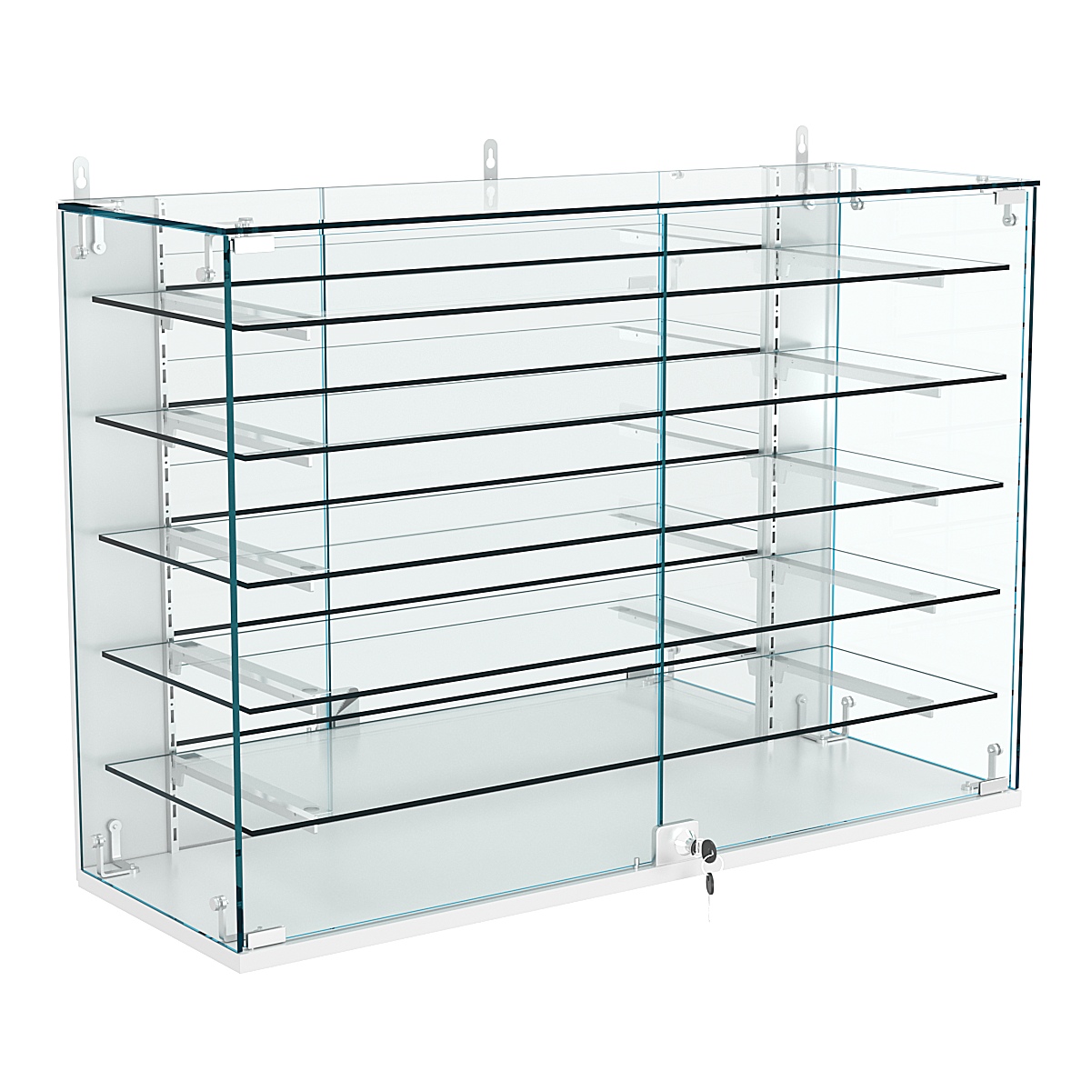 Витрина настенная НЕО №3-4 с зеркалом и пятью полками Серый